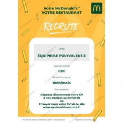Flyers publicitaires McDonald's Recrutement