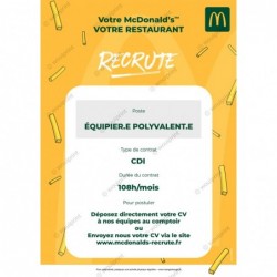 Affiche A3 McDonald's Recrutement
